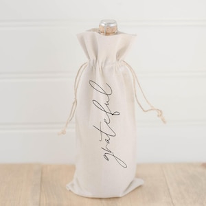 Wine Bag - Grateful - Handmade in USA, Holiday present, Seasonal gift