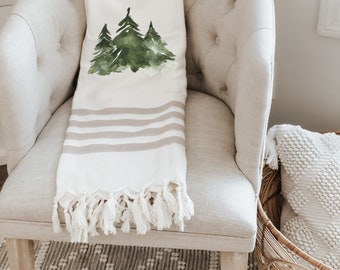 Christmas Throw Blanket - Trees Trio -Handmade in USA, Living Room, Holiday Throw Blanket, Festive Home Decor