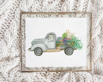 Glass Table Frames & Cards - Floral Truck | Housewarming Hostess Gift, Floral Truck Glass Frame, Summer Decor Glass Frame