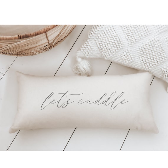 Lumbar Pillow Let's Cuddle Girlfriend, Boyfriend, Husband, Wife, Organic  Cotton, Calligraphy Home Decor, Shop Small, Housewarming Gift 