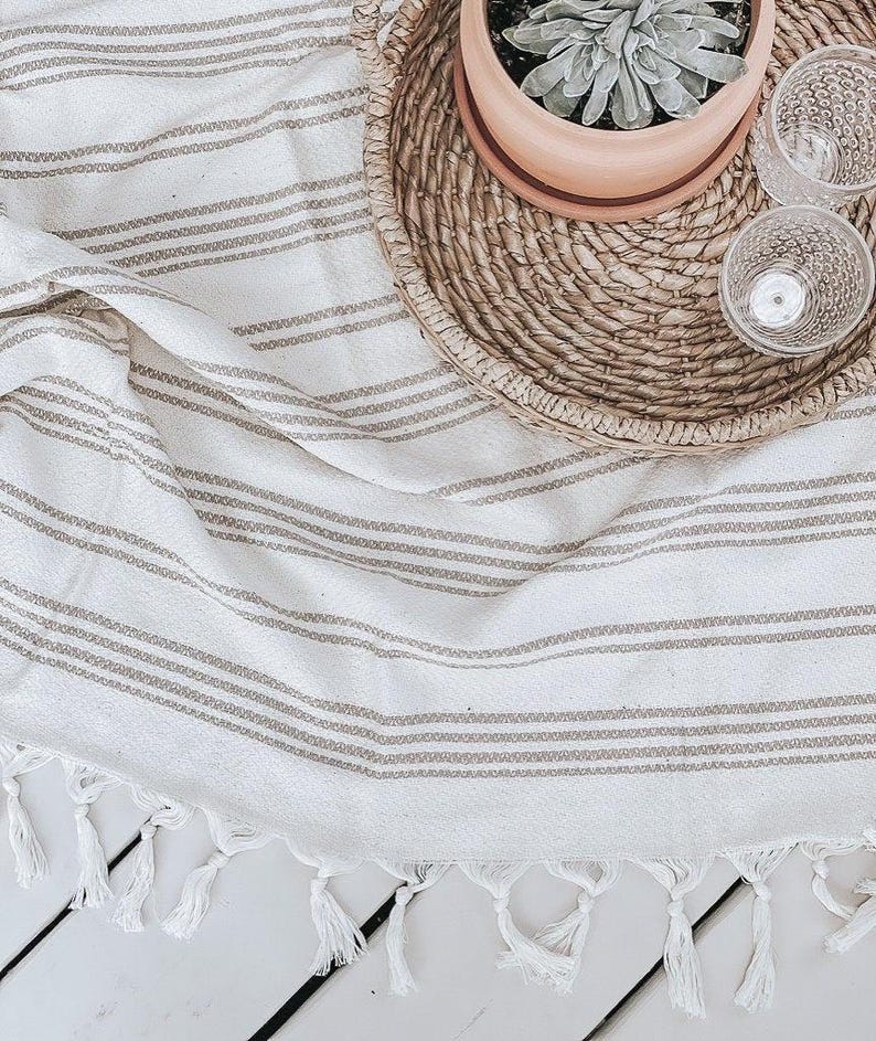Oversized Picnic Blanket | Outdoor Picnic Essential, Neutral Home Decor, Housewarming Gift afbeelding 3