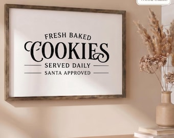 Fresh Baked Cookies Vintage Kitchen Sign, Wood-Framed Bakery Decor
