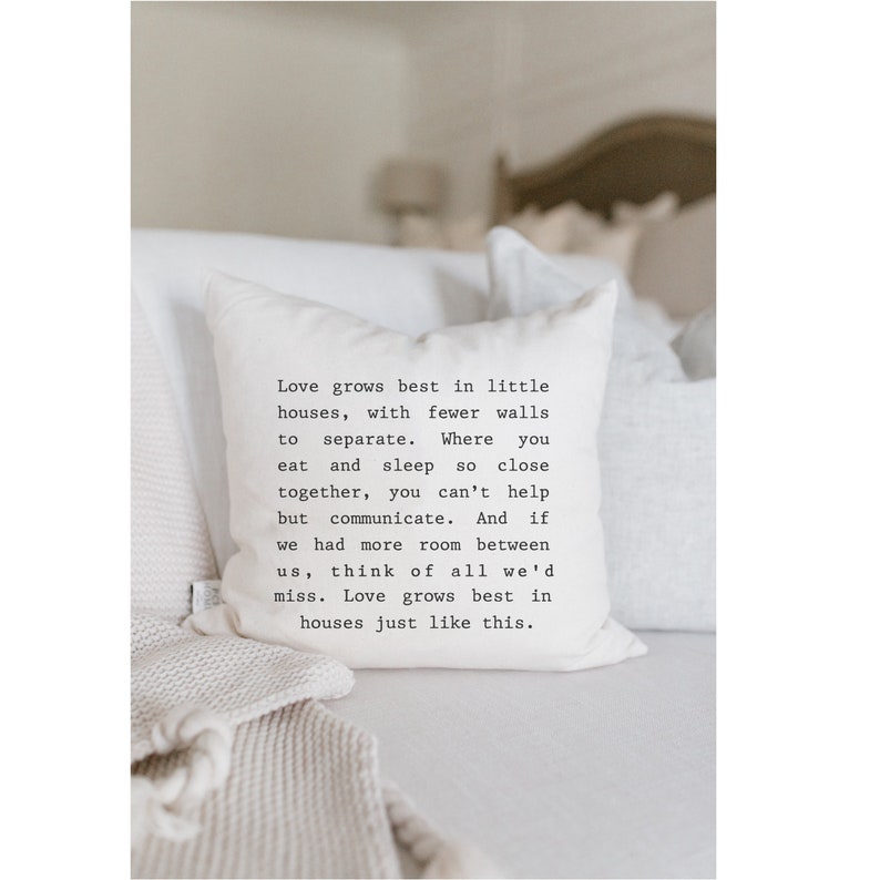 Throw Pillow Love Grows Vintage Farmhouse, home décor, wedding gift, engagement present, housewarming gift, cushion cover, throw pillow image 1