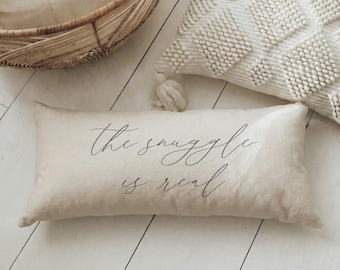 Lumbar Pillows - The Snuggle is Real | Housewarming Gift, Lumbar Pillows Gift, Sentimental Home Decor, Cozy Lumbar Pillow