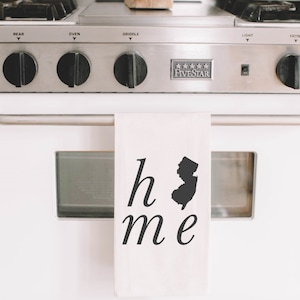 Kitchen Towel - Personalized Home State - Made in USA, housewarming gift, wedding favor, kitchen decor, anniversary gift, calligraphy design