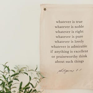 Wall Banners - Philippians 48 | Housewarming Gift, Girly Home Decor Gifts, Sentimental Fabric Gifts, Personalized Wall Art afbeelding 1
