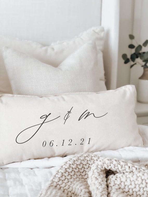Throw Pillow Let's Stay in Bed Anniversary, Calligraphy, Home Decor,  Wedding Gift, Engagement Present, Newlywed Gift, Cushion Cover 