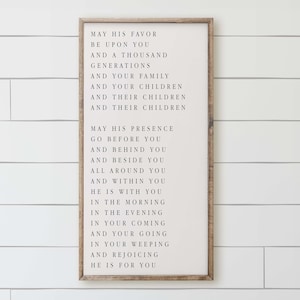 Wood Framed Sign - May His Favor Be Upon You, rustic home decor, gallery wall, housewarming gift, framed decor, farmhouse style, wall decor