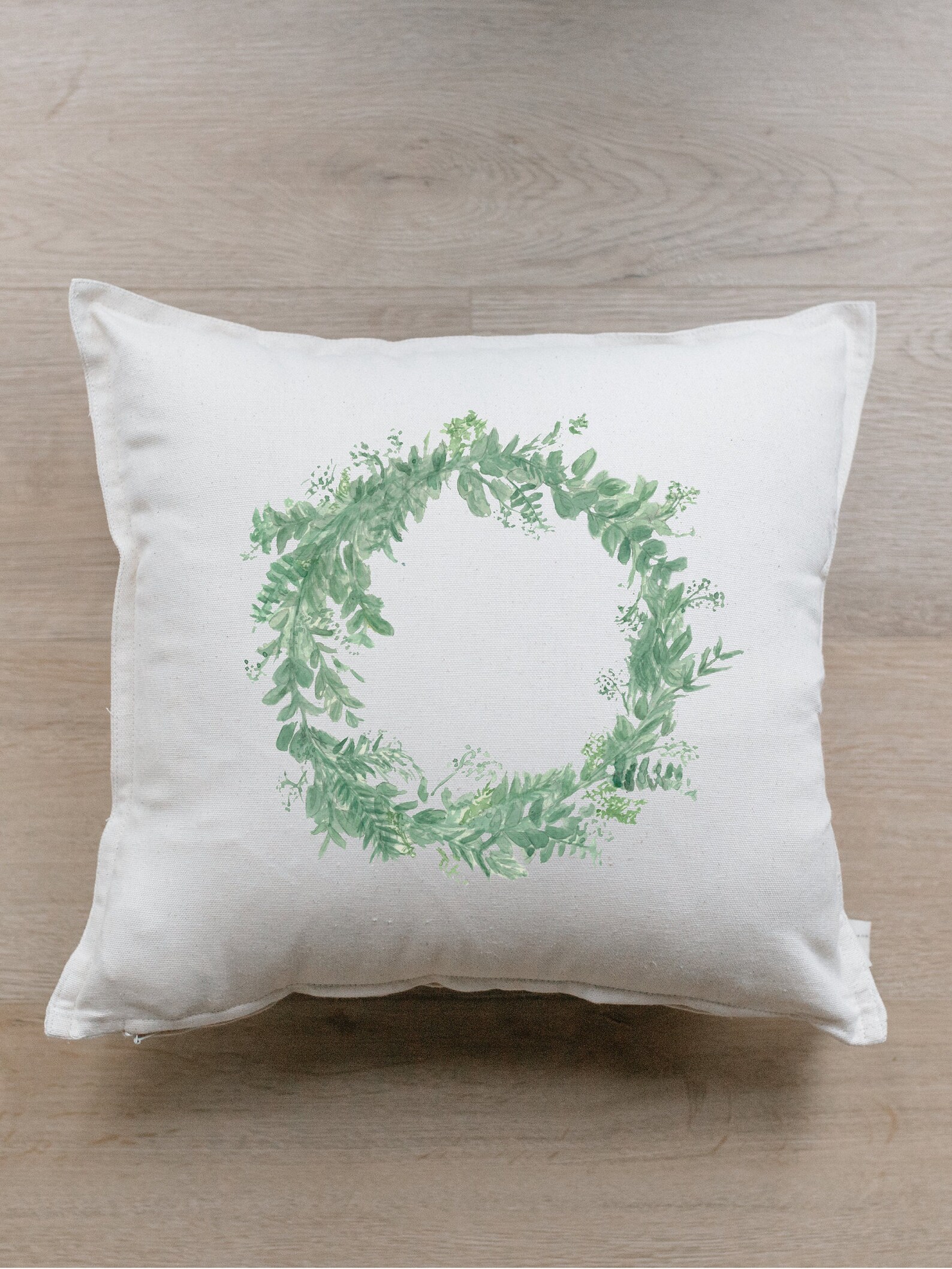 Throw Pillow Floral Wreath Watercolor Handmade in USA Etsy