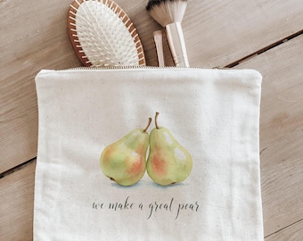 Makeup Bags - A Great Pear | Hostess Gift, Makeup Bag Gift For Her, Watercolor Makeup Bag, Girly Makeup Bag, Sentimental Makeup Bag