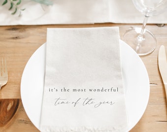 Christmas Napkin - It's The Most Wonderful Time - Handmade in USA, home decor, housewarming gift, tableware, table setting