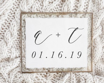 Calligraphy Print - Personalized Two Initials And Date