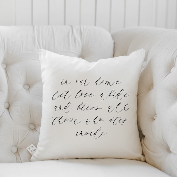 engagement present housewarming gift Handmade in the USA wedding gift home decor cushion cover Throw Pillow Be Our Guest calligraphy throw pillow