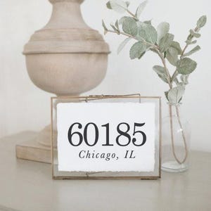 Personalized Glass Table Frames & Cards - Personalized Zip Code | Mother's Day Gift, Personalized Glass Table Frame, Sentimental Glass