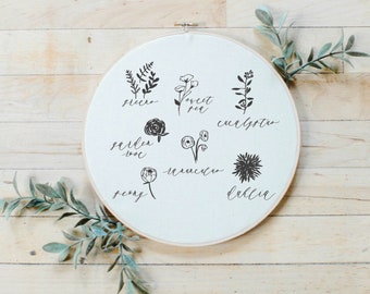 Embroidery Hoop - Flower Types