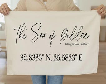 Wall Banner - the Sea of Galilee | Scripture Decor, Organic Cotton, Inspirational Wall Art, Eco Friendly, Living Room Accent