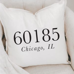 Personalized Throw Pillows - Personalized Zip Code | Hostess Gift, Personalized Throw Pillows, Zip Code Pillow Gift, Sentimental Zip Code
