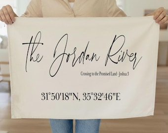 Wall Banner - The Jordan River | Eco Friendly Decor, Organic Cotton, Scripture Art, Minimalist Wall Hanging, Machine Washable