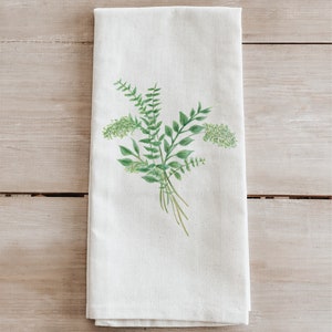 Tea Towel - Eucalyptus Bunch Watercolor - Made in the USA housewarming gift, wedding favor, kitchen decor, anniversary present, spring