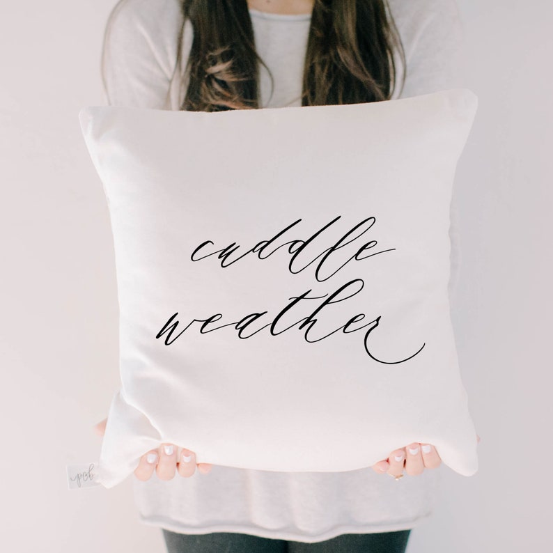 Throw Pillow Cuddle Weather Script calligraphy home decor Etsy