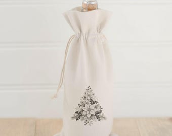 Floral Tree Foliage Christmas Wine Bottle Gift Bag