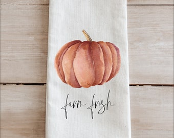 Kitchen Towel - Farm Fresh Pumpkins Watercolor - housewarming gift, fall decor, kitchen, women's gift, autumn, thanksgiving, seasonal