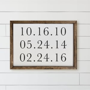 Wood Framed Sign - Personalized Special Dates, rustic home decor, gallery wall, framed decor, farmhouse style, wall decor
