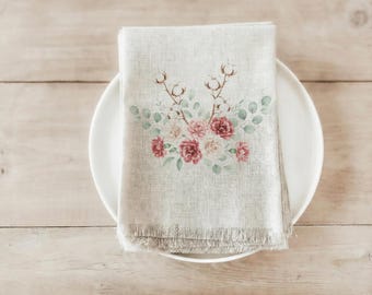 Napkins - Spring Cotton Bouquet | Valentine's Day Gift, Valentine's Day Gift Napkins, Spring Cotton Bouquet Napkins, Watercolor Kitchen