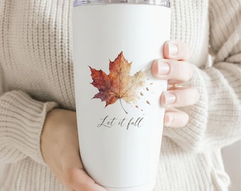 Let It Fall Maple Leaf 20 oz Fall Travel Mug