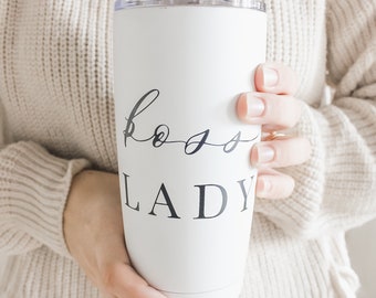 Travel Mug - Boss Lady, coffee, mug, coffee lover, tumbler, drinkware, everyday