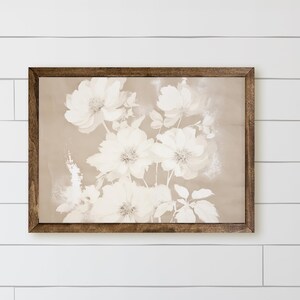 Wood Framed Sign - Cream Neutral Flowers - rustic home decor, gallery wall, framed decor, farmhouse style, wall decor, housewarming gift