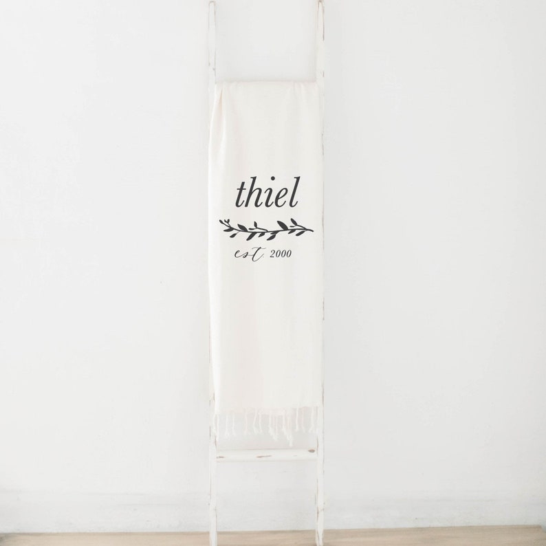 Personalized Throw Blanket Last Name With Laurel Present Etsy