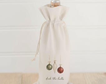 Deck The Halls 3 Ornaments Christmas Wine Bottle Gift Bag