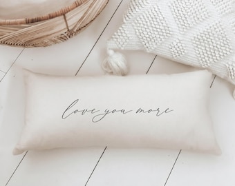 Lumbar Pillows - Love You More | Valentine's Day Gift, Valentine's Day Lumbar Pillow, Valentine's Day Gift Pillow, Valentine's Day Decor