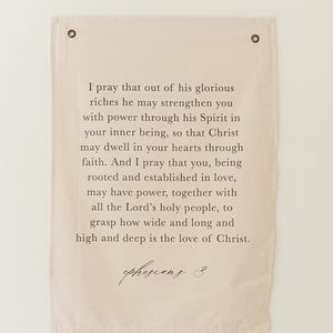 Wall Banners - Ephesians 3 | Housewarming Gift, Sentimental Home Decor Gifts, Fabric Wall Banners, Cozy Wall Decor, Ephesians 3 Wall Art 画像 1