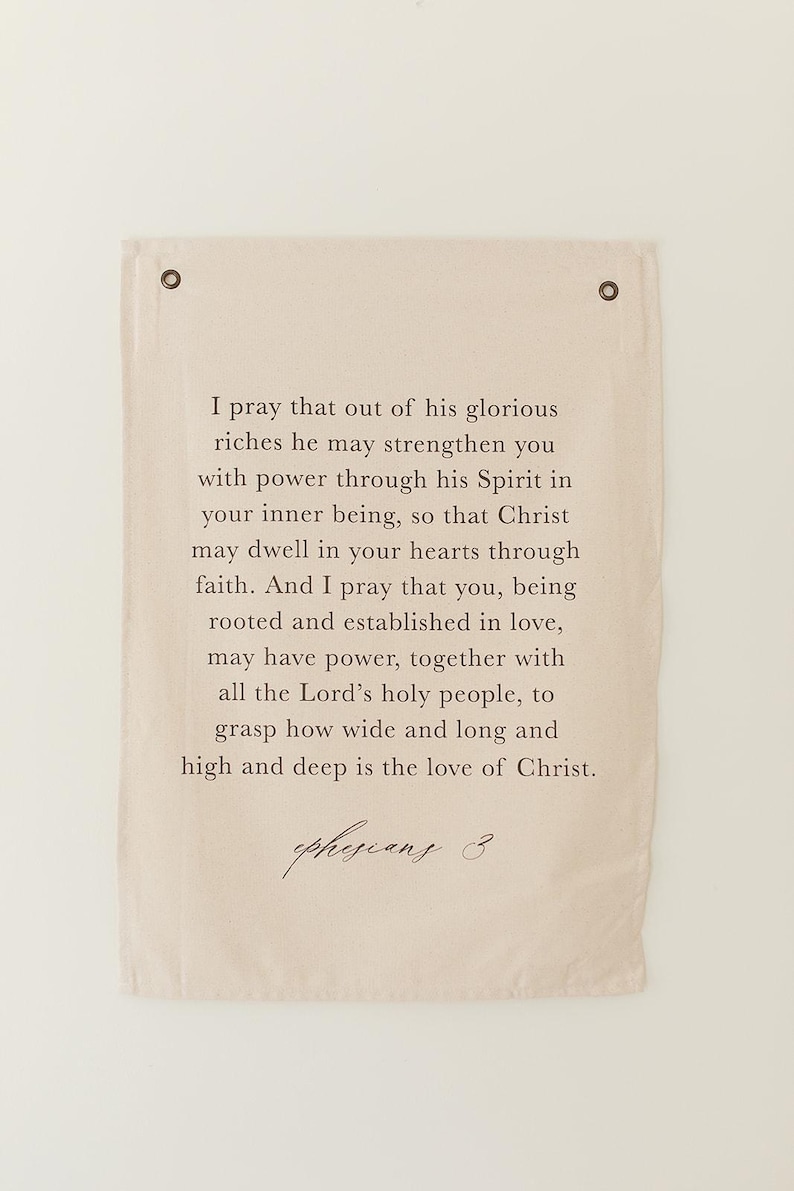 Wall Banners - Ephesians 3 | Housewarming Gift, Sentimental Home Decor Gifts, Fabric Wall Banners, Cozy Wall Decor, Ephesians 3 Wall Art 画像 1