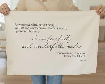Wall Banner - Psalm 139 | Organic Cotton, Scripture Decor, Eco Friendly, Living Room Art, Inspirational Gift, Minimalist Wall Art