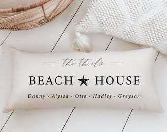 Personalized Lumbar Pillows - Personalized Beach House | Housewarming Gift, Personalized Lumbar Pillows, Beach House Gift Pillow