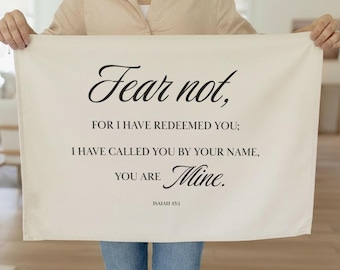 Wall Banner - Isaiah 43 1 | Scripture Decor, Organic Cotton, Inspirational Gift, Minimalist Wall Art, Eco Friendly Home Decor