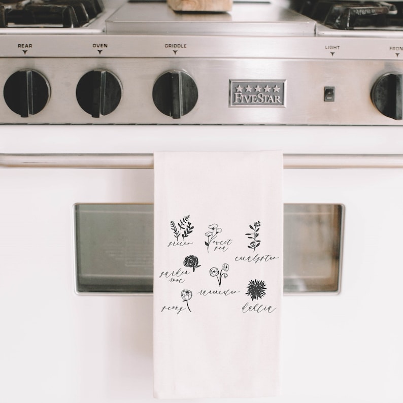 Tea Towel Flower Types Made in the USA housewarming gift ...