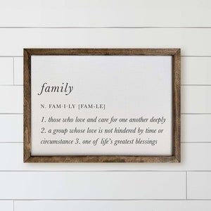 Wood Framed Sign - Family Definition, home decor, gallery wall, housewarming gift, framed decor, farmhouse style, wall decor
