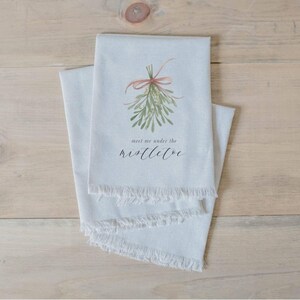 Napkins - Meet Me Under the Mistletoe Watercolor | 5 Pack, Christmas Hostess Gift, Christmas Napkins Gift, Cozy Winter Kitchen Decor
