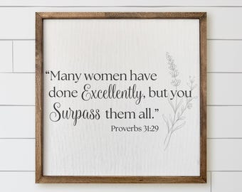 Wooden Frames - Proverbs 31.29 | Mother's Day Gift, Spring Home Decor, Scripture Wall Art, Proverbs 31.29 Frame, Wooden Frame Gift