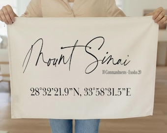 Wall Banner - Mount Sinai | Scripture Decor, Organic Cotton, Minimalist Art, Gift For Her, Living Room Wall Hanging
