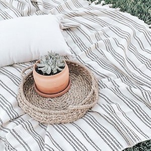Oversized Picnic Blanket | Outdoor Picnic Essential, Neutral Home Decor, Housewarming Gift afbeelding 9