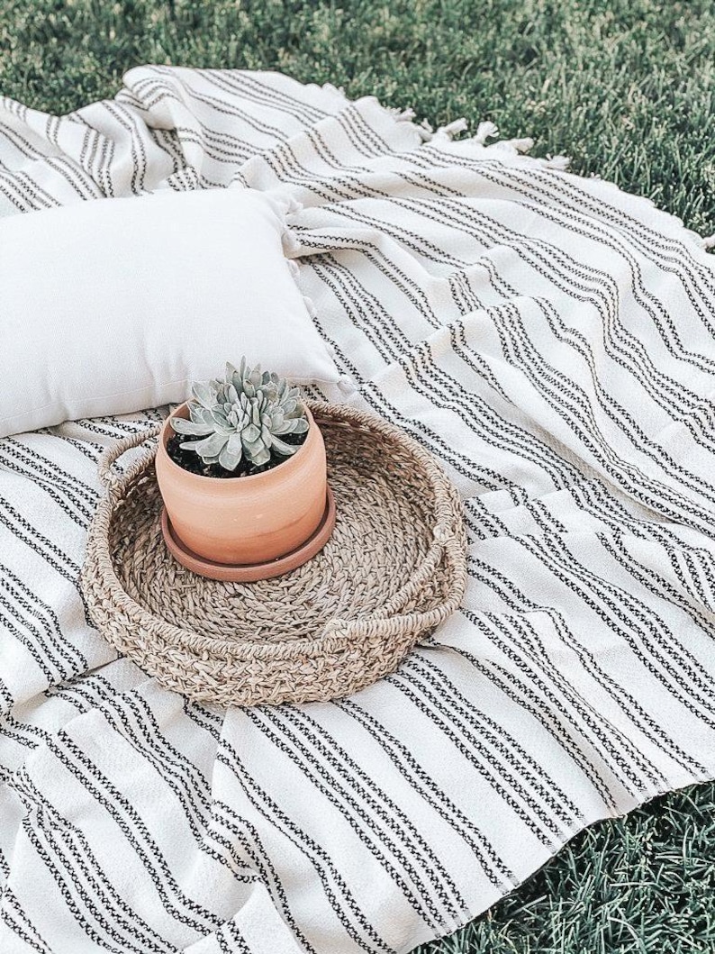 Oversized Picnic Blanket | Outdoor Picnic Essential, Neutral Home Decor, Housewarming Gift afbeelding 9