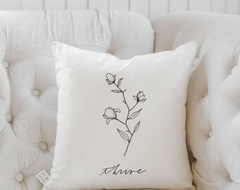 Throw Pillows - Thrive Wildflower | Cottagecore Home Gift, Throw Pillow Wellness Gift, Thrive Wildflower Home Decor, Cozy Throw Pillows
