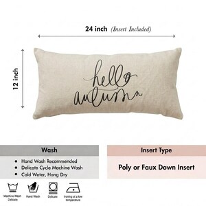 Lumbar Pillows - Hello Autumn | Cottagecore Housewarming Gift, Hello Autumn Lumbar Pillow, Cozy Home Lumbar Pillow, Autumn Home Decor Gift afbeelding 5