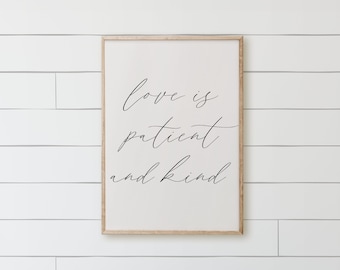 Wood Framed Sign - Love is Patient, rustic home decor, gallery wall, housewarming gift, framed decor, farmhouse style, wall decor