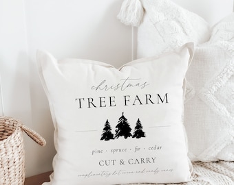 Christmas Throw Pillow - Tree farm - Christmas decor, home decor, holiday decorative pillow, cushion cover, seasonal pillow, sofa accent